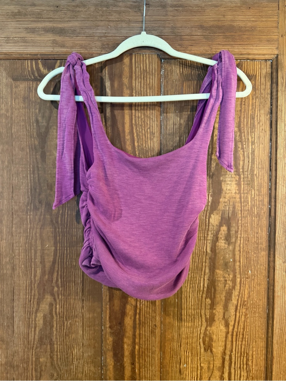 Free People Boulevard Tie-Shoulder Ruched Tank Top - Magenta